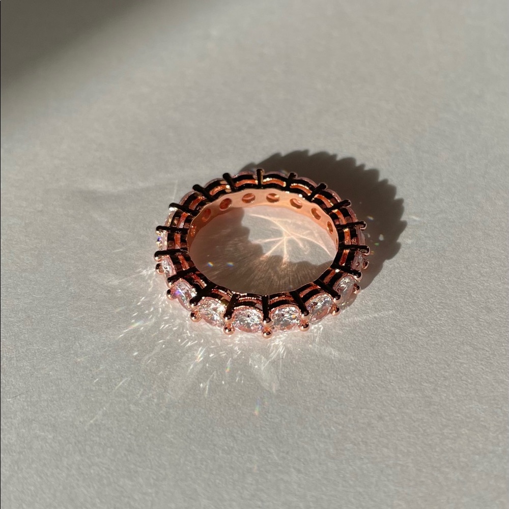 Waterproof & Tarnish Proof Rose Gold Diamond Ring - Picture 9 of 10